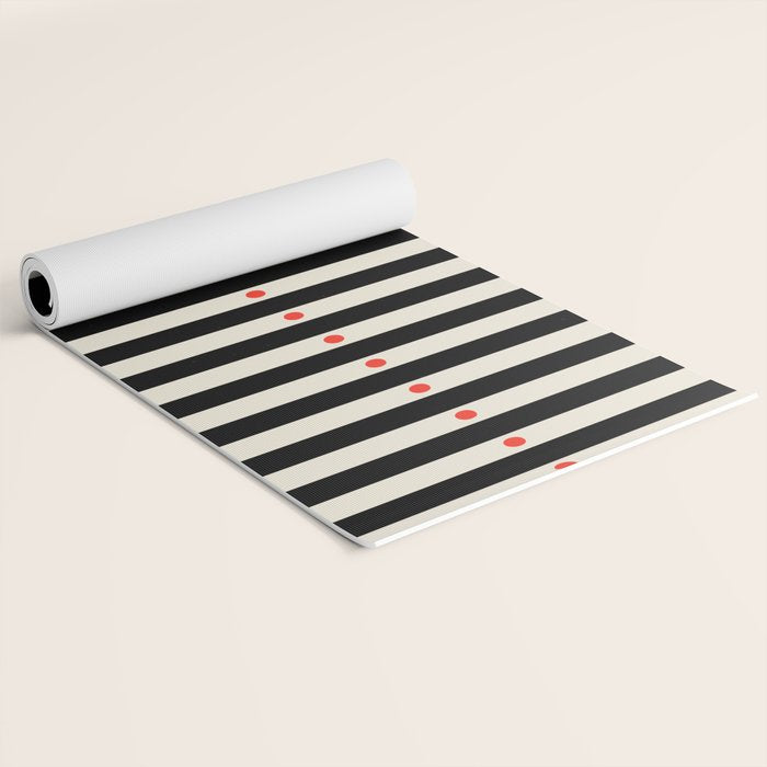 Stripes and Dots geometric pattern black and white  Yoga Mat Gallery Image 2