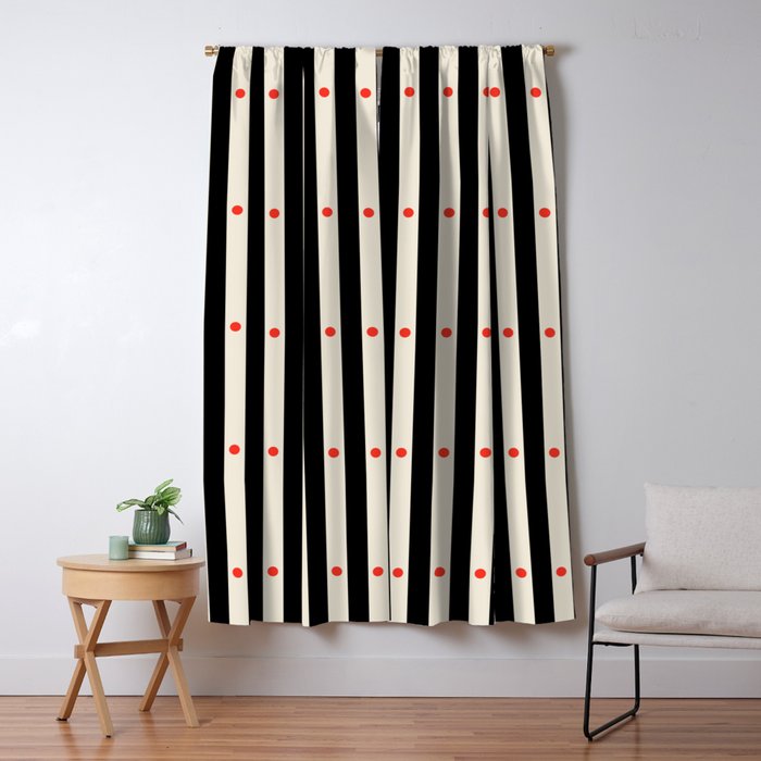 Stripes and Dots geometric pattern black and white  Window Curtain Gallery Image 5