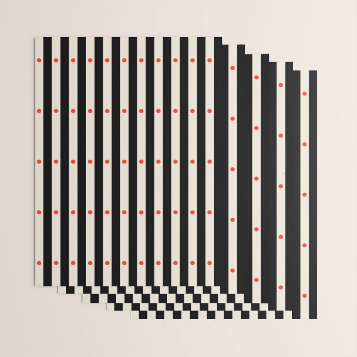 Stripes and Dots geometric pattern black and white  Wrapping Paper Gallery Image 3