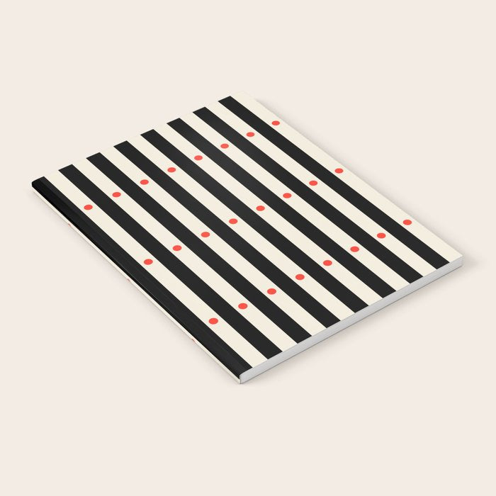 Stripes and Dots geometric pattern black and white  Notebook Gallery Image 2