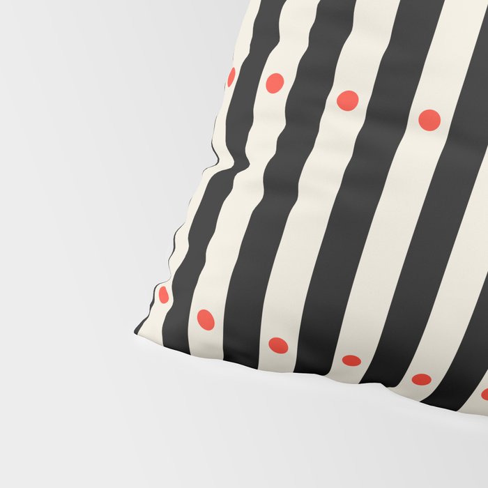 Stripes and Dots geometric pattern black and white  Pillow Sham Gallery Image 4