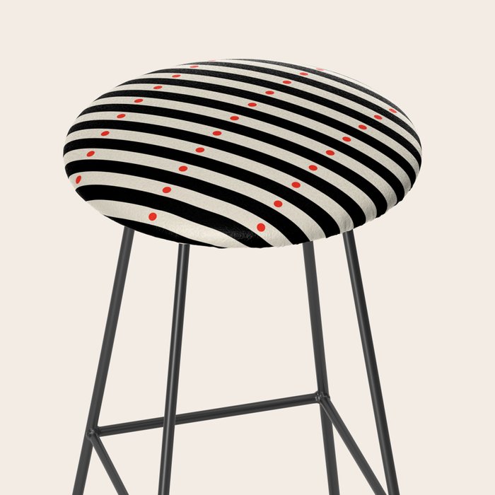 Stripes and Dots geometric pattern black and white  Stool Gallery Image 2