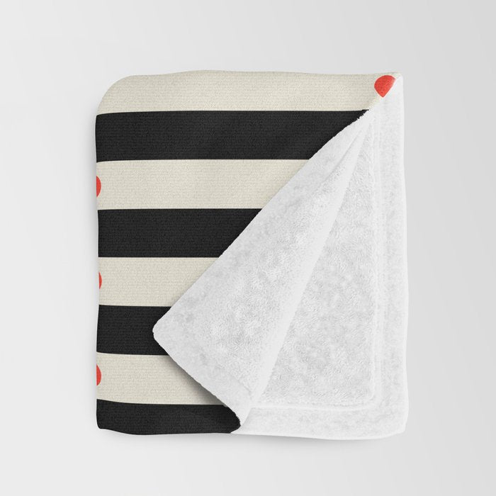 Stripes and Dots geometric pattern black and white  Throw Blanket Gallery Image 3