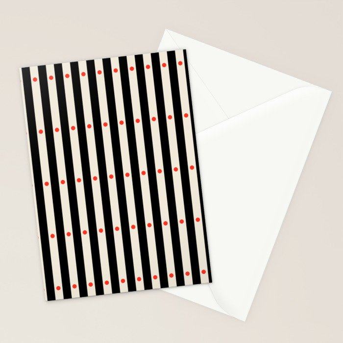 Stripes and Dots geometric pattern black and white  Stationery Card Gallery Image 2