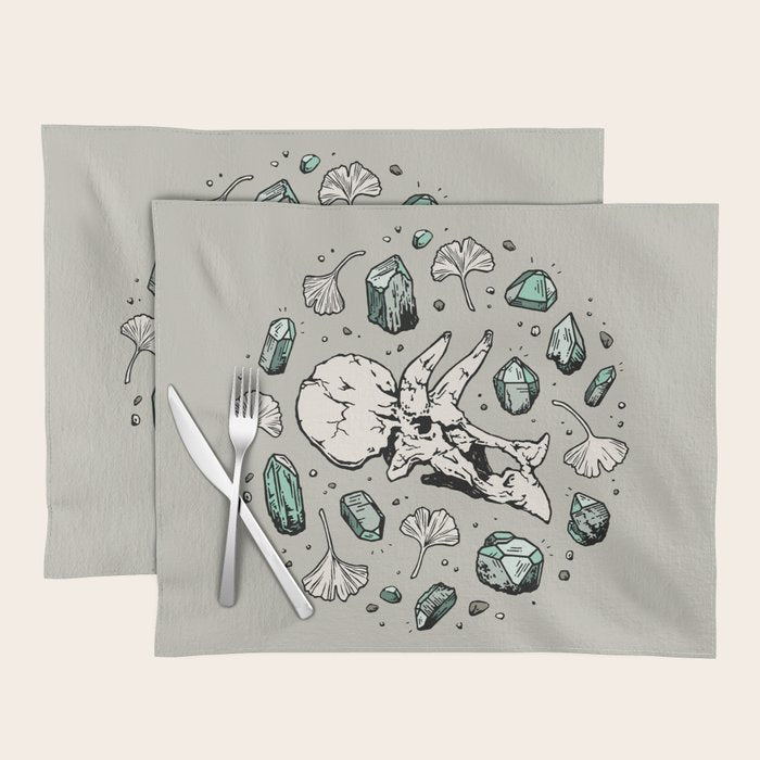 Triceratops Rocks! | Aquamarine | Dinosaur Skull Fossil Art Placemat Gallery Image 1
