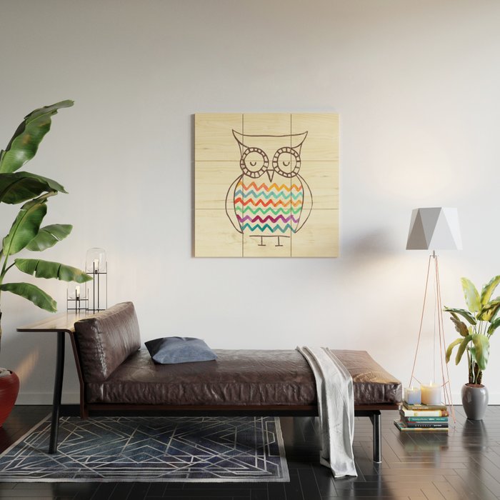 Chevron Owl Wood Wall Art Gallery Image 2