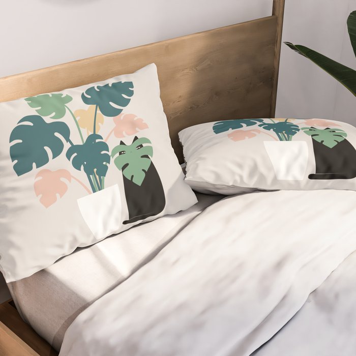 Cat and Plant 21: Leaf Me Alone Pillow Sham Gallery Image 2
