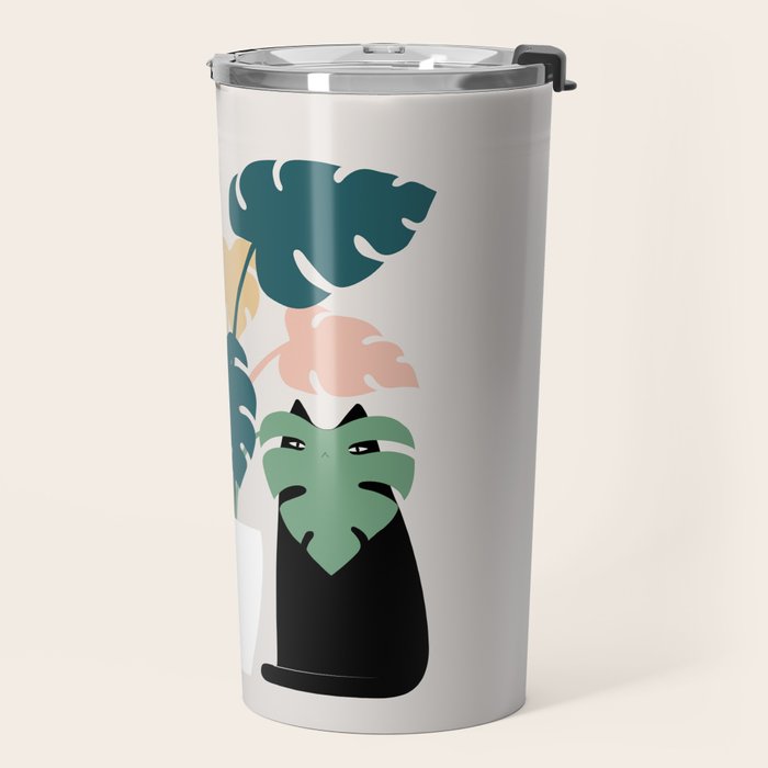 Cat and Plant 21: Leaf Me Alone Travel Mug Gallery Image 2