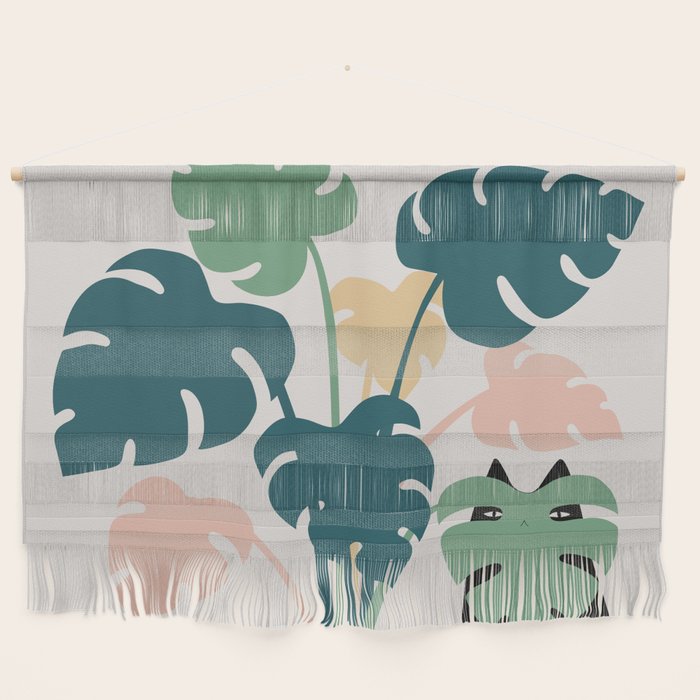 Cat and Plant 21: Leaf Me Alone Wall Hanging Gallery Image 1