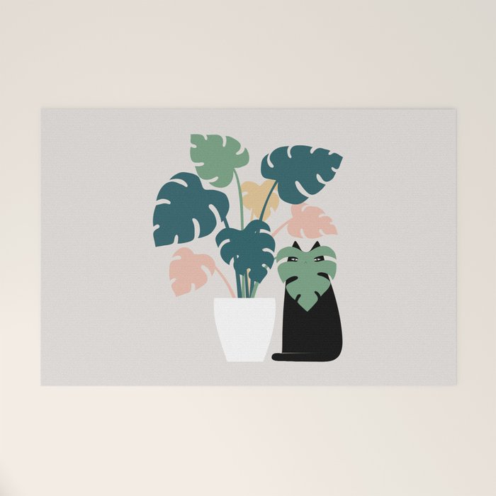 Cat and Plant 21: Leaf Me Alone Welcome Mat Gallery Image 1