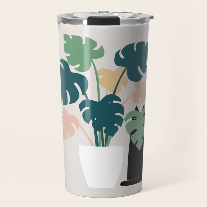 Cat and Plant 21: Leaf Me Alone Travel Mug Gallery Image 1