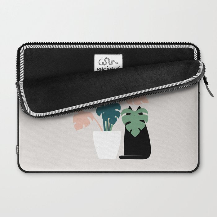Cat and Plant 21: Leaf Me Alone Laptop Sleeve Gallery Image 2