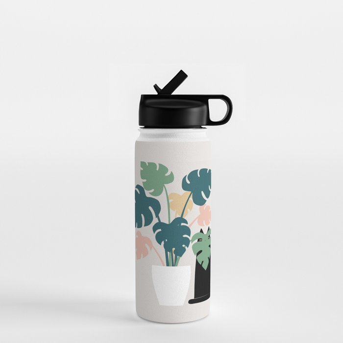 Cat and Plant 21: Leaf Me Alone Water Bottle Gallery Image 1