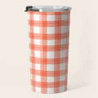 Red geometric plaid gingham pattern Travel Mug Gallery Image 3