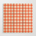 Red geometric plaid gingham pattern Wood Wall Art Gallery Image 1