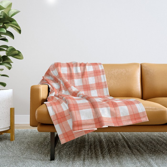 Red geometric plaid gingham pattern Throw Blanket Gallery Image 1