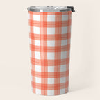 Red geometric plaid gingham pattern Travel Mug Gallery Image 2