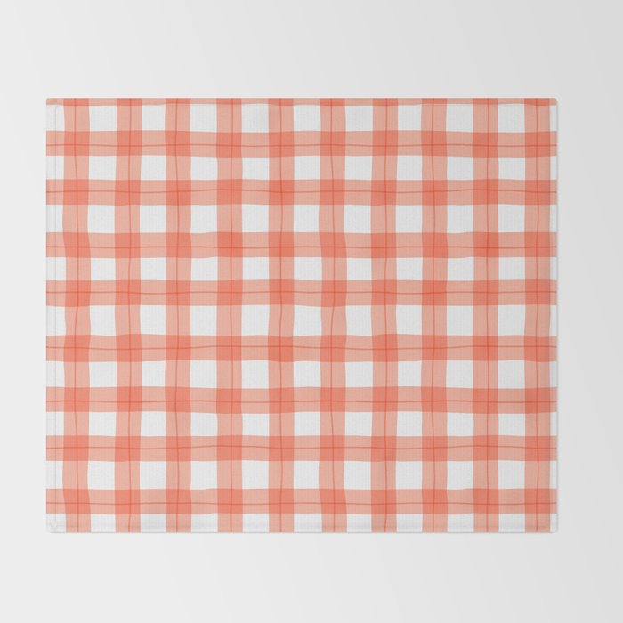 Red geometric plaid gingham pattern Throw Blanket Gallery Image 2
