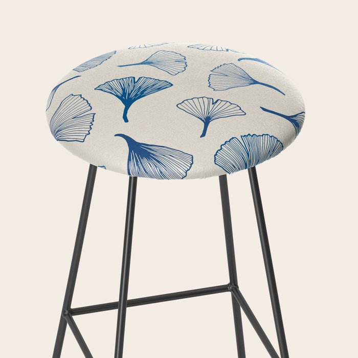 Ginko leaves blue Stool Gallery Image 2