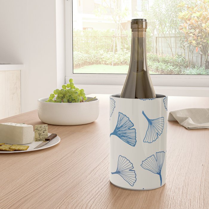 Ginko leaves blue Wine Chiller Gallery Image 4