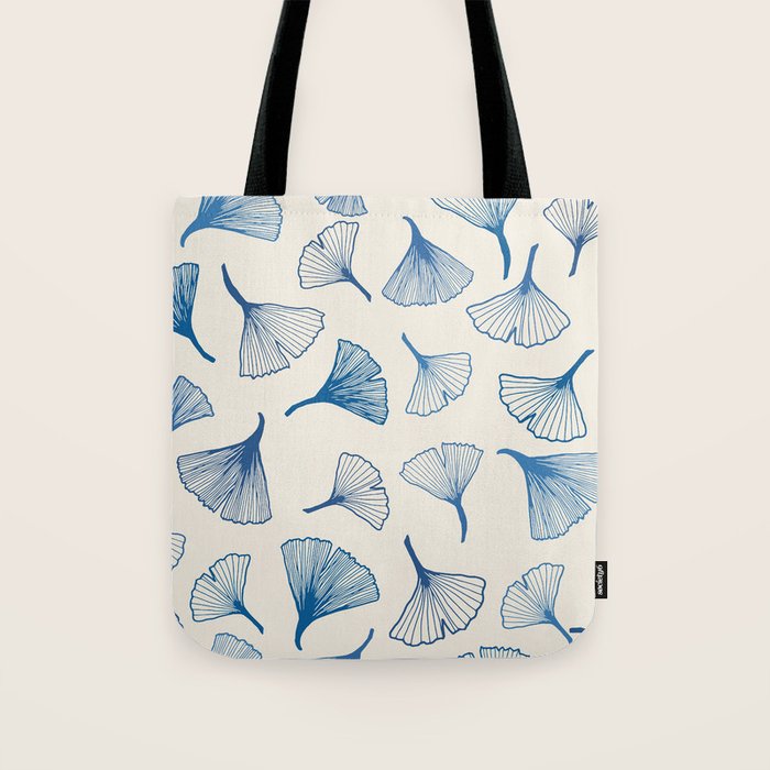 Ginko leaves blue Tote Bag Gallery Image 1