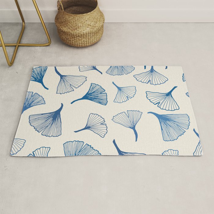 Ginko leaves blue Rug Gallery Image 1