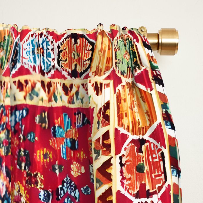 Bohemian Heritage: Colorful Moroccan Texture Art Window Curtain Gallery Image 2