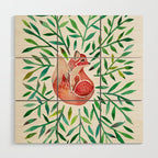Woodland Fox - Green Leaves Wood Wall Art Gallery Image 1