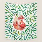 Woodland Fox - Green Leaves Wall Tapestry Gallery Image 4