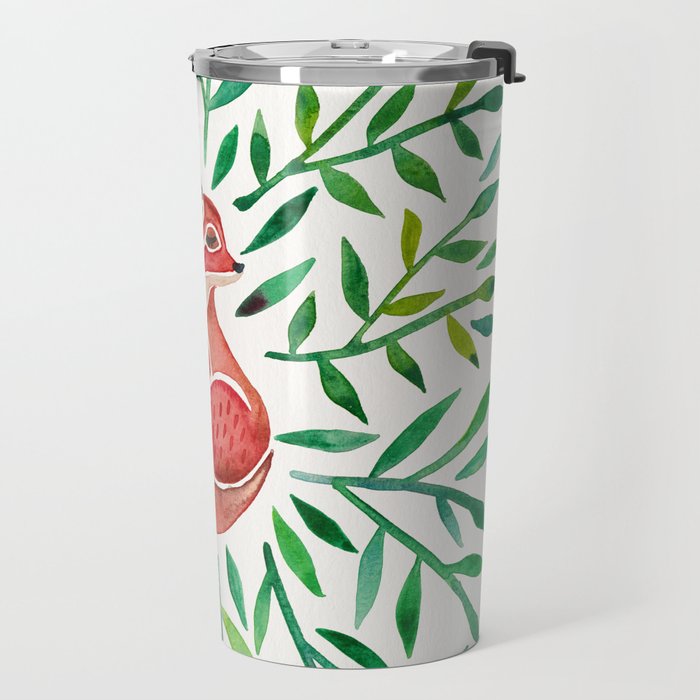 Woodland Fox - Green Leaves Travel Mug Gallery Image 2