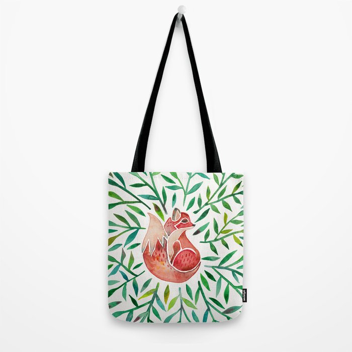 Woodland Fox - Green Leaves Tote Bag Gallery Image 2