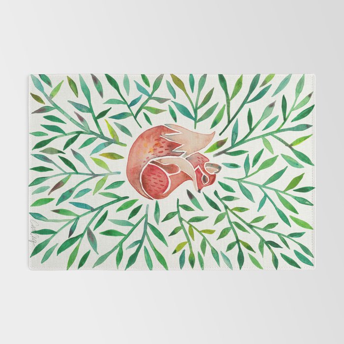 Woodland Fox - Green Leaves Rug Gallery Image 2
