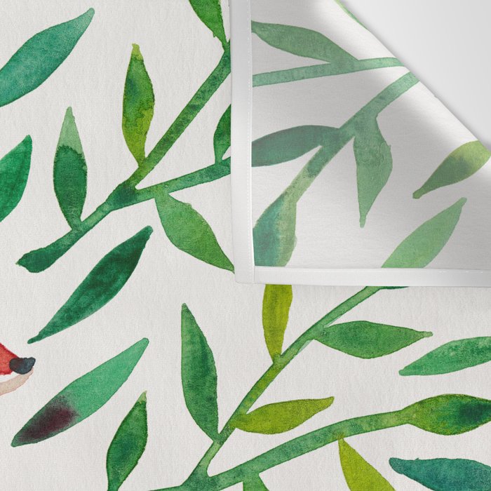 Woodland Fox - Green Leaves Wall Tapestry Gallery Image 3