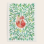 Woodland Fox - Green Leaves Poster Gallery Image 4