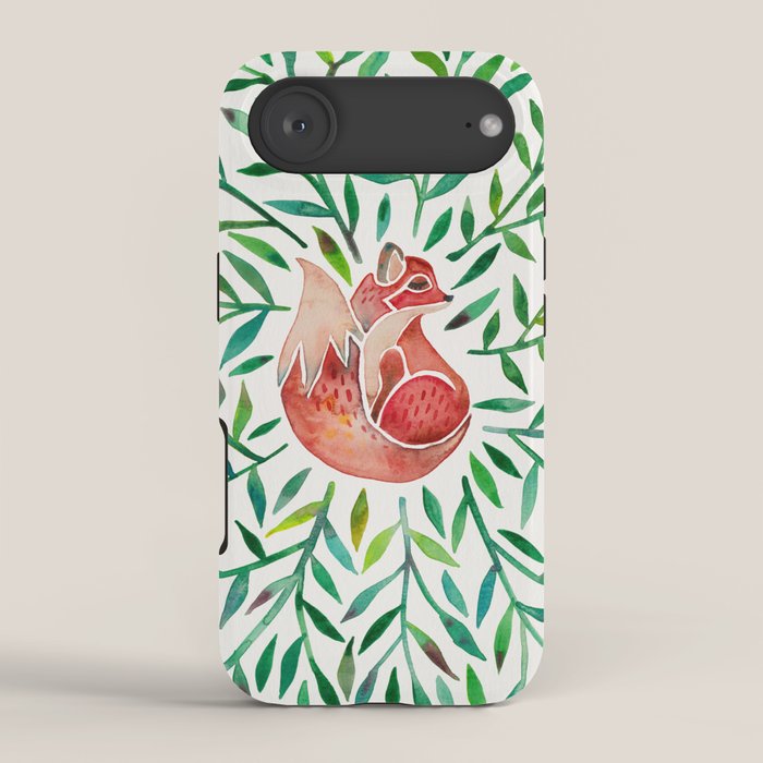 Woodland Fox - Green Leaves iPhone Case Gallery Image 2