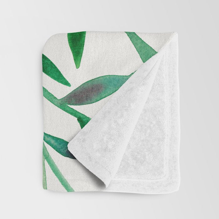 Woodland Fox - Green Leaves Throw Blanket Gallery Image 3