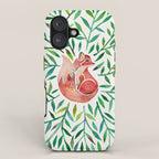 Woodland Fox - Green Leaves iPhone Case Gallery Image 1