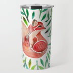 Woodland Fox - Green Leaves Travel Mug Gallery Image 1