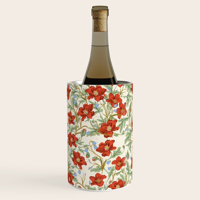 Elegant Red Poppy Floral Vintage Pattern Wine Chiller Gallery Image 2