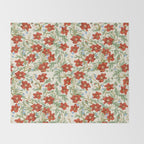 Elegant Red Poppy Floral Vintage Pattern Throw Blanket Gallery Image 2