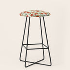 Elegant Red Poppy Floral Vintage Pattern Stool Gallery Image 1