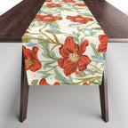 Elegant Red Poppy Floral Vintage Pattern Table Runner Gallery Image 1