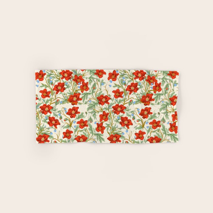 Elegant Red Poppy Floral Vintage Pattern Bath Towel Gallery Image 1