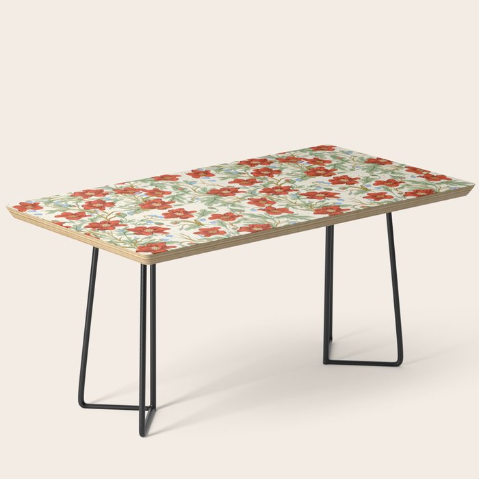 Elegant Red Poppy Floral Vintage Pattern Coffee Table Gallery Image 1
