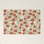 Elegant Red Poppy Floral Vintage Pattern Welcome Mat Gallery Image 1