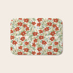 Elegant Red Poppy Floral Vintage Pattern Bath Mat Gallery Image 1