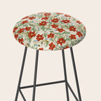 Elegant Red Poppy Floral Vintage Pattern Stool Gallery Image 2