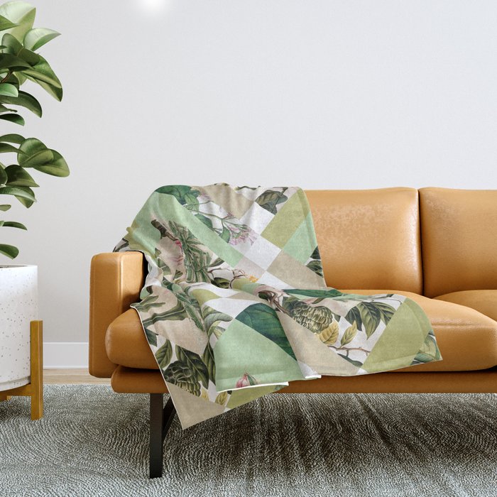 Cubed Vintage Botanicals Throw Blanket Gallery Image 1