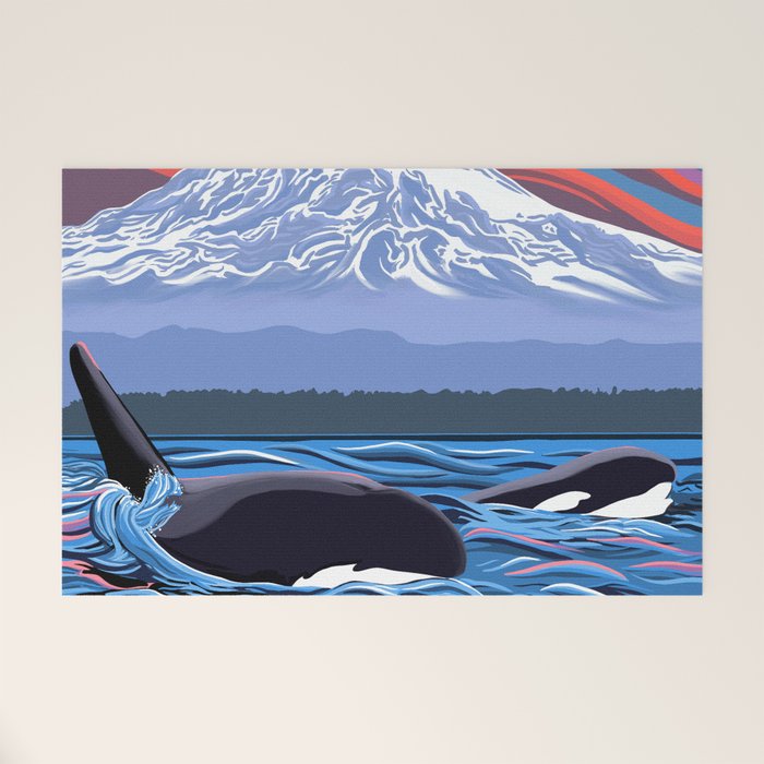 Orca Momma and calf - Ballet Slipper Welcome Mat Gallery Image 1