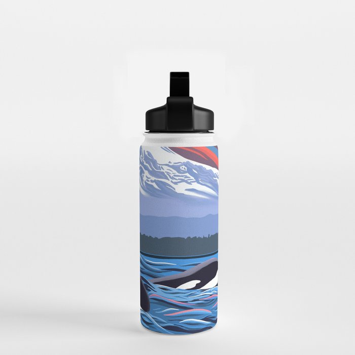 Orca Momma and calf - Ballet Slipper Water Bottle Gallery Image 2